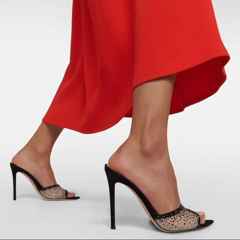New Summer Rhinestone Pointed Toe Open Toe Slip-on High heel CODE: KAR2708