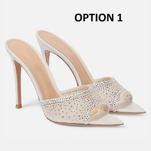 New Summer Rhinestone Pointed Toe Open Toe Slip-on High heel CODE: KAR2708