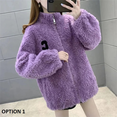 New winter plush and thick standing collar zippered fleece jacket CODE: KAR2709