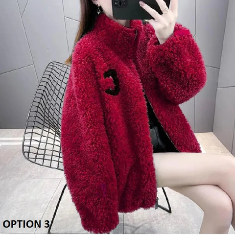 New winter plush and thick standing collar zippered fleece jacket CODE: KAR2709