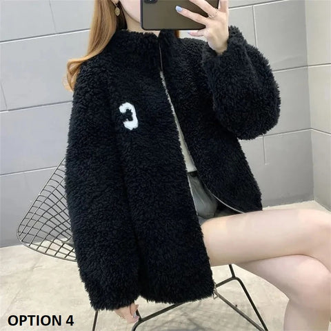 New winter plush and thick standing collar zippered fleece jacket CODE: KAR2709