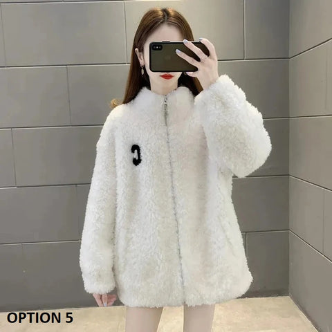 New winter plush and thick standing collar zippered fleece jacket CODE: KAR2709