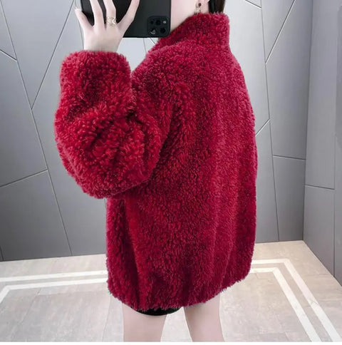 New winter plush and thick standing collar zippered fleece jacket CODE: KAR2709