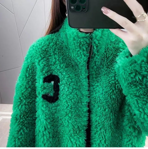 New winter plush and thick standing collar zippered fleece jacket CODE: KAR2709