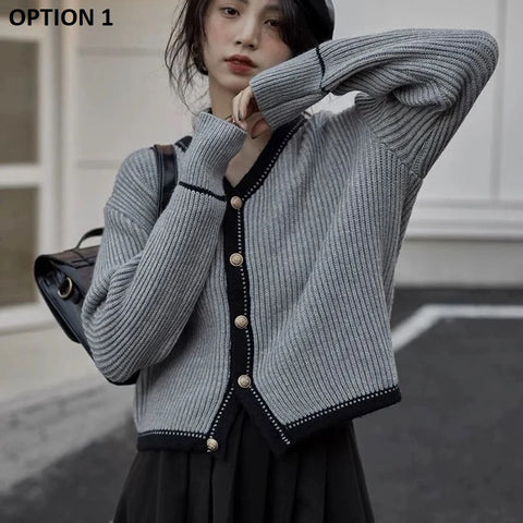 New Elegant V Neck Cardigan Long Sleeve Top CODE: KAR2711