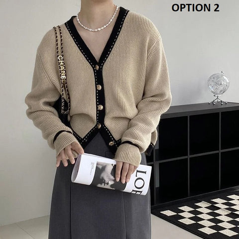 New Elegant V Neck Cardigan Long Sleeve Top CODE: KAR2711