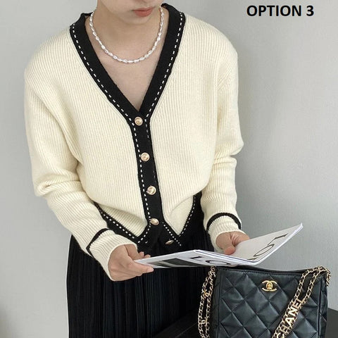 New Elegant V Neck Cardigan Long Sleeve Top CODE: KAR2711