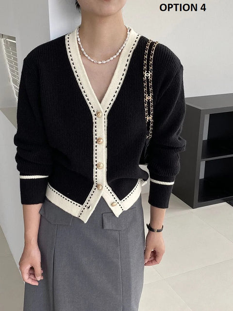 New Elegant V Neck Cardigan Long Sleeve Top CODE: KAR2711