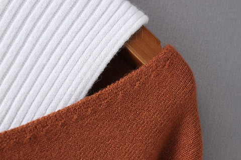 New Casual ff shoulder turtleneck vest + long sleeve Deep V Jumper two pieces set CODE: KAR2712