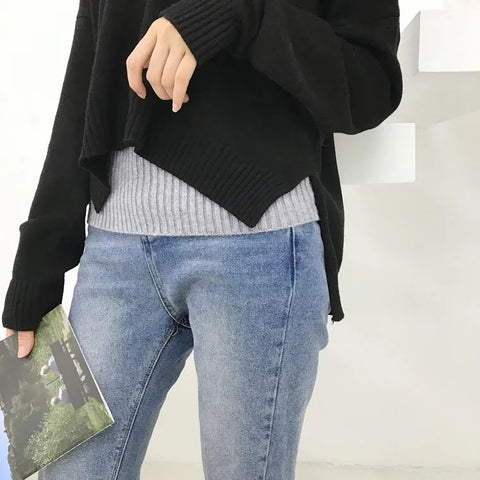 New Casual ff shoulder turtleneck vest + long sleeve Deep V Jumper two pieces set CODE: KAR2712