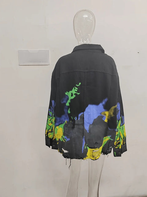 New Fashion Autumn Lapel Single Braested Printed Long Sleeve Shirt CODE: KAR2713