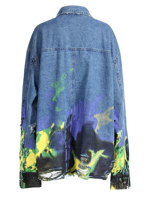 New Fashion Autumn Lapel Single Braested Printed Long Sleeve Shirt CODE: KAR2713