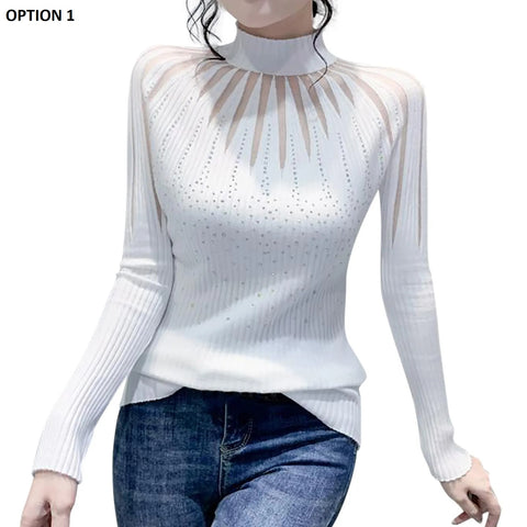 New Sexy Autumn Knitted Lace  High Neck Casual Top CODE: KAR2715