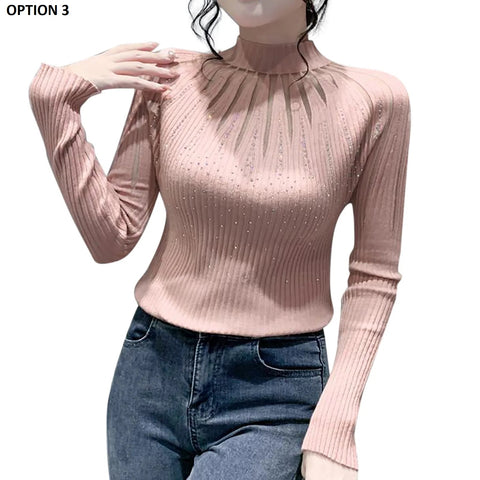 New Sexy Autumn Knitted Lace  High Neck Casual Top CODE: KAR2715
