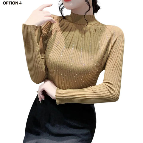 New Sexy Autumn Knitted Lace  High Neck Casual Top CODE: KAR2715