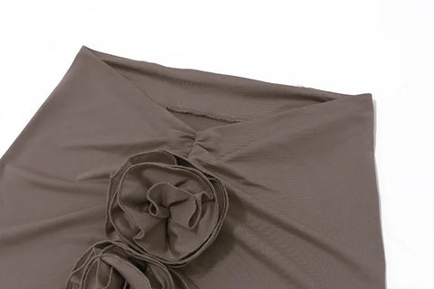 New Fashion Elegant  Floral Applique Trim Split Maxi Skirt CODE: KAR2718