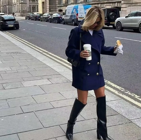 New  Fashion Double Breasted Long Sleeve Woolen Jacket CODE: KAR2719