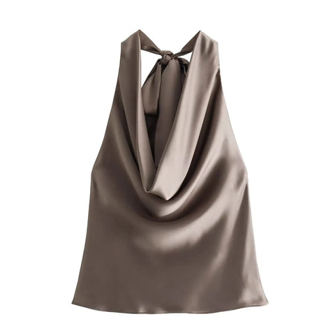 New Sexy Off Shoulder Halter Neck Satin Top CODE: KAR2720