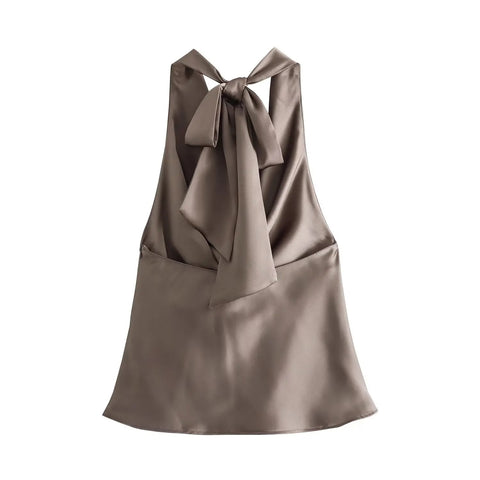 New Sexy Off Shoulder Halter Neck Satin Top CODE: KAR2720