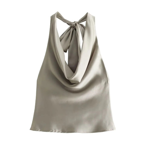 New Sexy Off Shoulder Halter Neck Satin Top CODE: KAR2720