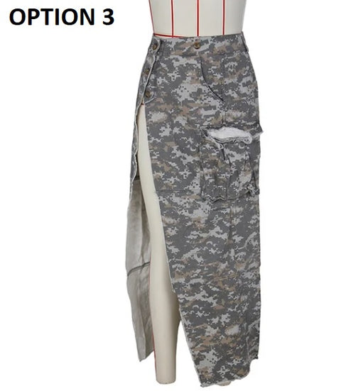 New Sexy Ripped Irregular High Split Pocket Button Long Maxi Skirt CODE: KAR2726