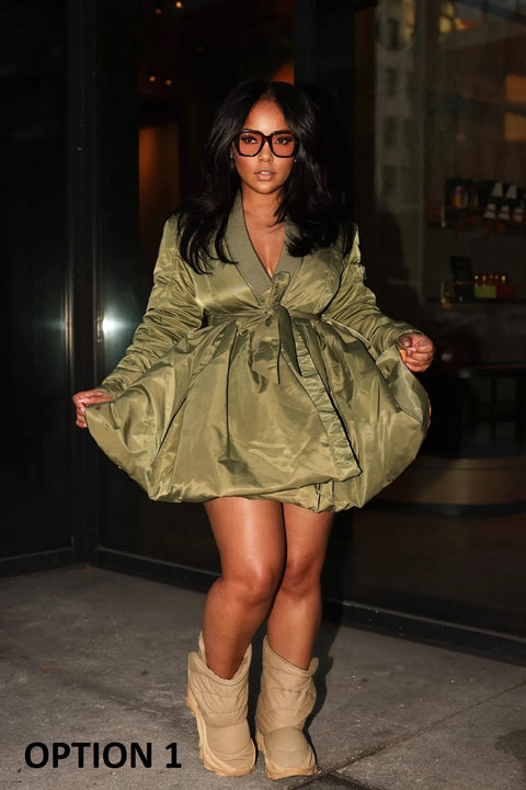 New Winter  Sexy A-Line Pleated V-Neck Full Sleeve with Belt Short Dress CODE: KAR2730