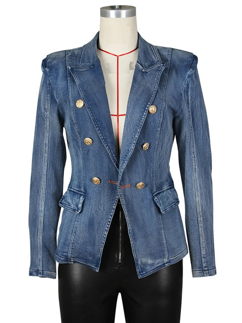 New Fashion Casual Notched Collar Long Sleeve Double Breasted Jacket CODE: KAR2732