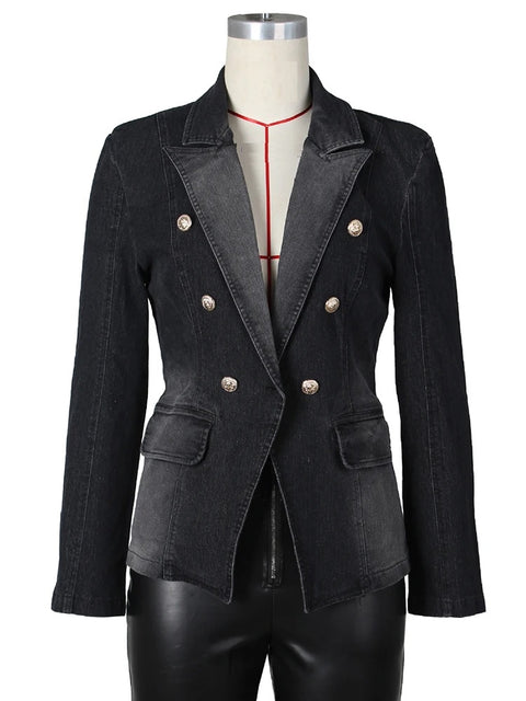 New Fashion Casual Notched Collar Long Sleeve Double Breasted Jacket CODE: KAR2732