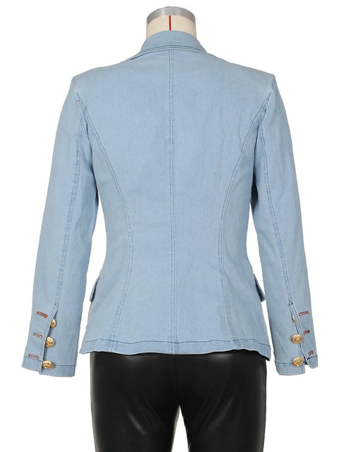 New Fashion Casual Notched Collar Long Sleeve Double Breasted Jacket CODE: KAR2732