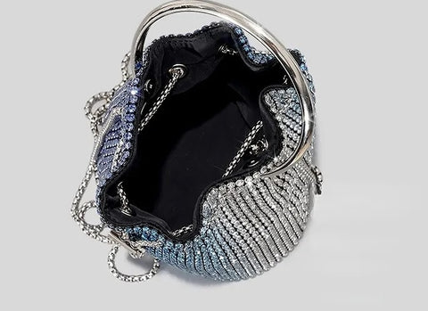 New Luxury Designer Rhinestone Chain Diamond Tassel Round Handle Bucket Bag CODE: KAR2733