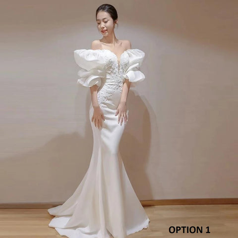New V-neck with Brush Train and Appliques Maxi Dress CODE: KAR2734