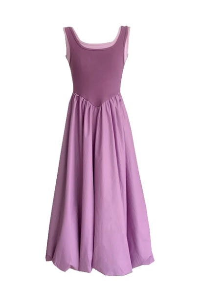 New Summer Patchwork Open Back A Line Midi Long Dress CODE: KAR2741