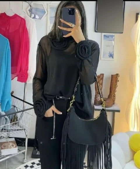 New Fashion Elegant Autumn Long Sleeve 3D Flower Top CODE: KAR2742