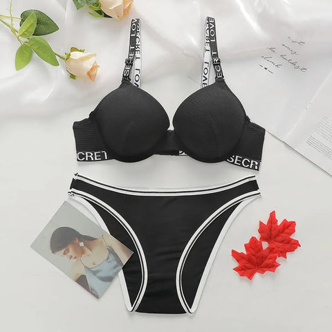 New sexy beauty back push-up adjustment letter strap bra underwear set CODE: KAR2743
