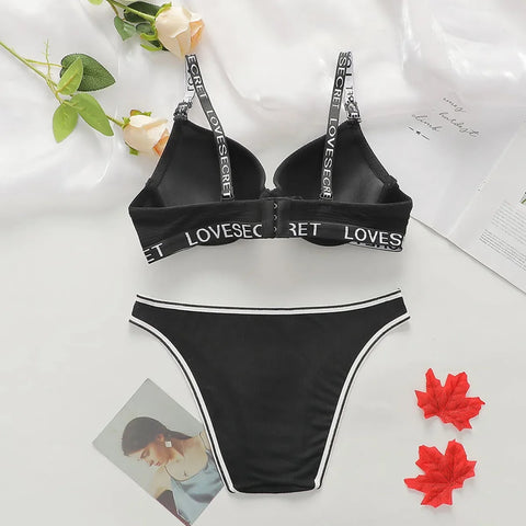 New sexy beauty back push-up adjustment letter strap bra underwear set CODE: KAR2743