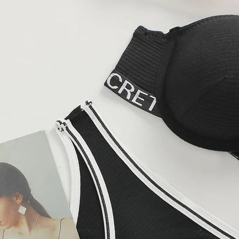 New sexy beauty back push-up adjustment letter strap bra underwear set CODE: KAR2743