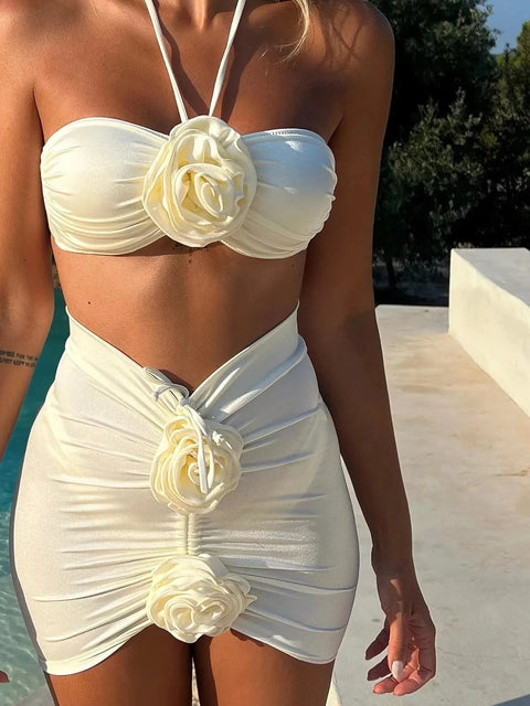 New Sexy 3D Flower 3 Piece Set Swimwear CODE: KAR2750