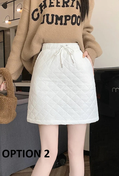 Autumn Winter High Waist A- Line Mini Thick Warm Argyle Plaid Skirt CODE: KAR2766