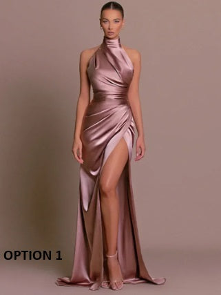 Sexy Sleeveless Long Halter Fall Backless High Split Bodycon Maxi Dress CODE: KAR2767