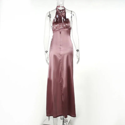 Sexy Sleeveless Long Halter Fall Backless High Split Bodycon Maxi Dress CODE: KAR2767