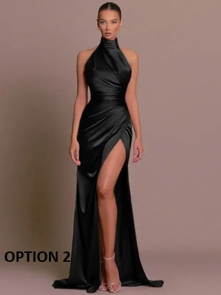 Sexy Sleeveless Long Halter Fall Backless High Split Bodycon Maxi Dress CODE: KAR2767