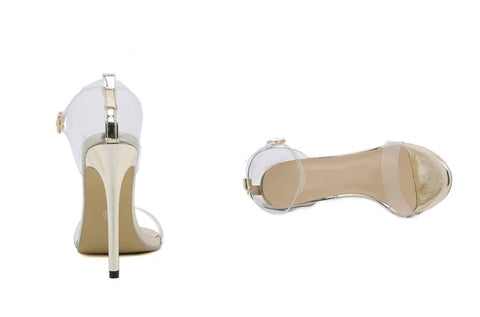 Summer Fashion Ankle Snake Twine Around Accessory Transparent Golden High Heels Sandal CODE: KAR2768