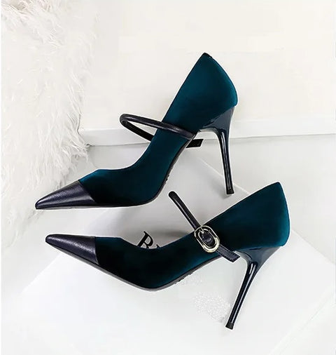 New Pointed Pumps Shallow Mouth Slip On Lace-Up Stiletto Casual Fine Heeled Shoe CODE: KAR2769