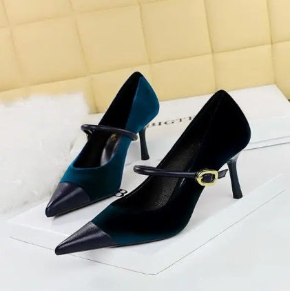 New Pointed Pumps Shallow Mouth Slip On Lace-Up Stiletto Casual Fine Heeled Shoe CODE: KAR2769