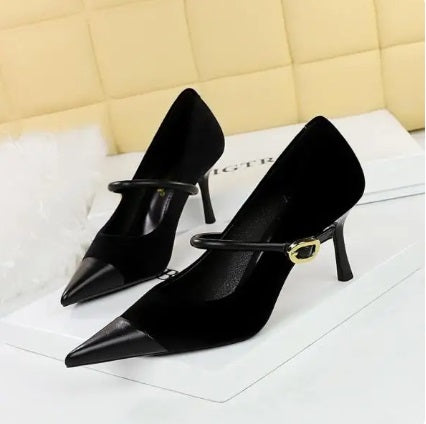 New Pointed Pumps Shallow Mouth Slip On Lace-Up Stiletto Casual Fine Heeled Shoe CODE: KAR2769