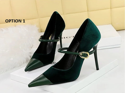 New Pointed Pumps Shallow Mouth Slip On Lace-Up Stiletto Casual Fine Heeled Shoe CODE: KAR2769