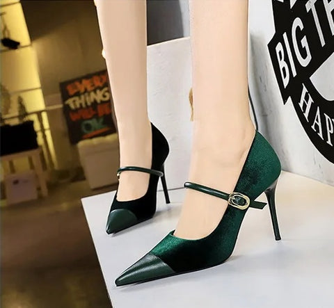 New Pointed Pumps Shallow Mouth Slip On Lace-Up Stiletto Casual Fine Heeled Shoe CODE: KAR2769