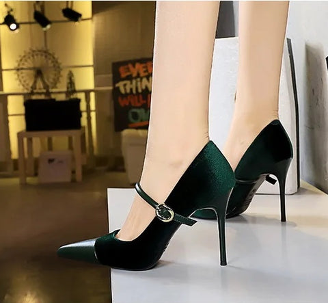 New Pointed Pumps Shallow Mouth Slip On Lace-Up Stiletto Casual Fine Heeled Shoe CODE: KAR2769