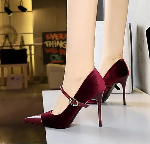 New Pointed Pumps Shallow Mouth Slip On Lace-Up Stiletto Casual Fine Heeled Shoe CODE: KAR2769