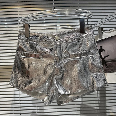 New Trend Shiny Plaid High Waist Loose Wide Leg Hot Party Short CODE: KAR2776